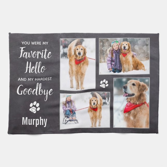 Pet Memorial Keepsake Photo Collage Tea Towel (Horizontal)