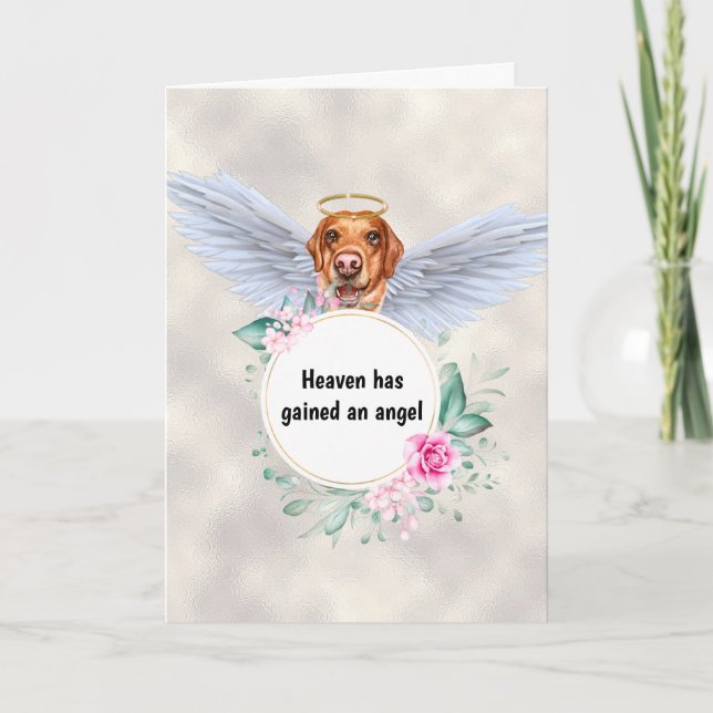 Pet memorial Labrador dog angel wings poem Card (Front)