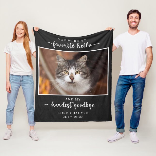 Pet Memorial Loss Sympathy Hardest Goodbye Photo Fleece Blanket (In Situ)