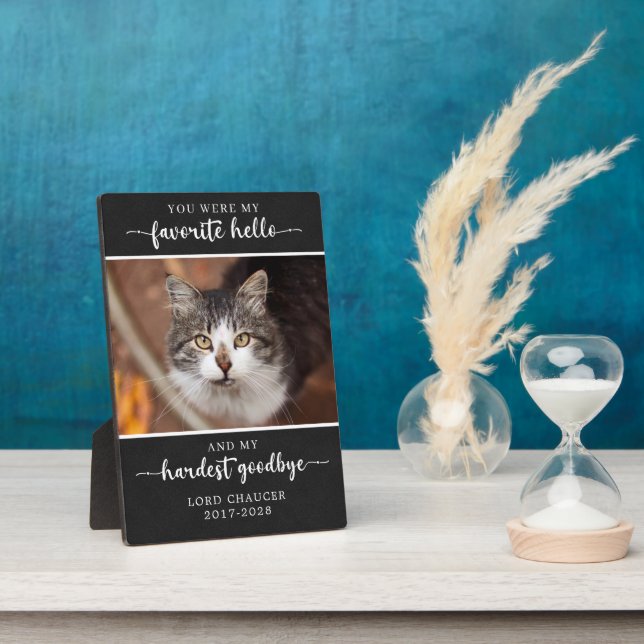 Pet Memorial Loss Sympathy Hardest Goodbye Photo Plaque (Side)