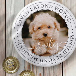 Pet Memorial Loved Beyond Words Elegant Chic Photo 7.5 Cm Round Badge