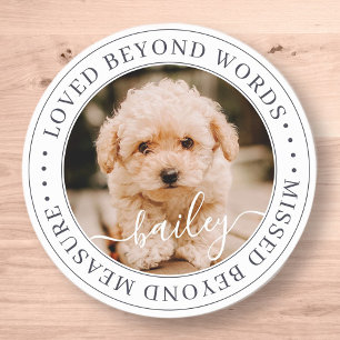 Pet Memorial Loved Beyond Words Elegant Chic Photo Classic Round Sticker