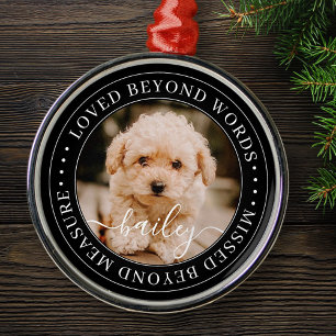 Pet Memorial Loved Beyond Words Elegant Chic Photo Metal Tree Decoration
