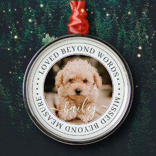 Pet Memorial Loved Beyond Words Elegant Chic Photo Metal Tree Decoration