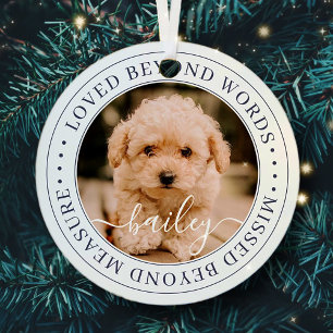 Pet Memorial Loved Beyond Words Elegant Chic Photo Metal Tree Decoration