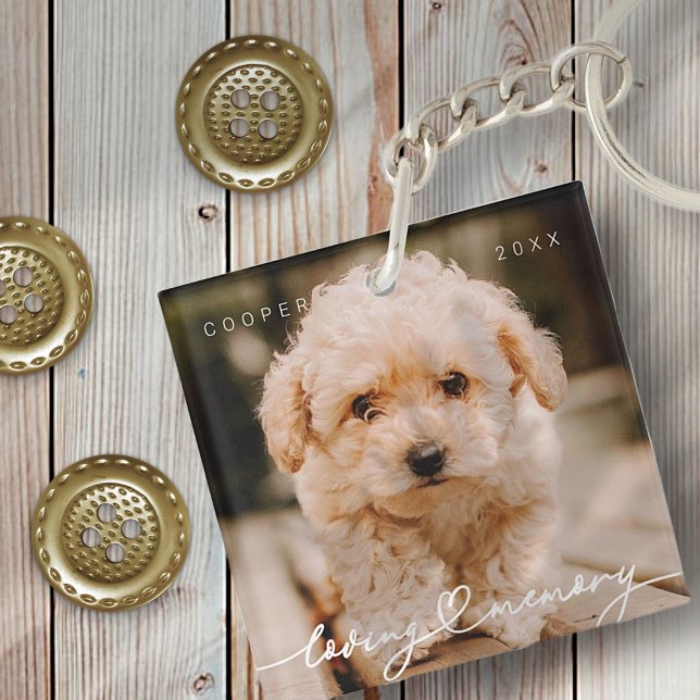 Pet Memorial Loving Memory Simple Modern Photo Key Ring (Creator Uploaded)