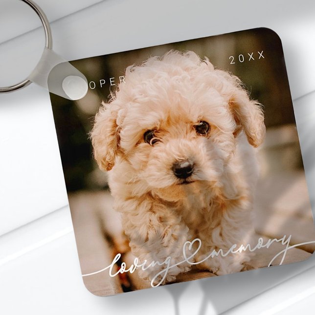 Pet Memorial Loving Memory Simple Modern Photo Key Ring (Creator Uploaded)