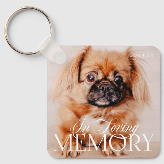 Pet Memorial Loving Memory Simple Modern Photo Key Ring (Front)