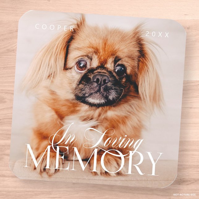 Pet Memorial Loving Memory Simple Modern Photo Square Sticker (Creator Uploaded)