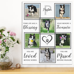 Pet Memorial Marble 6 Dog Photo Collage Canvas Print