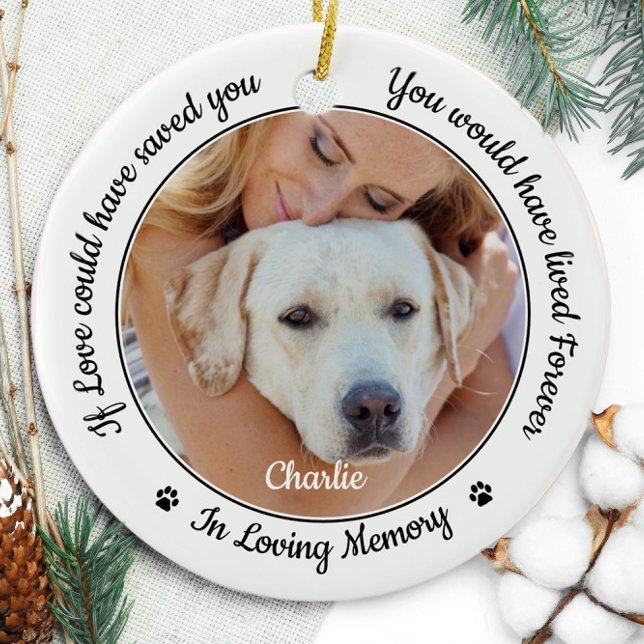 Pet Memorial Modern Dog 2 Photo Sympathy Ceramic Tree Decoration (Creator Uploaded)
