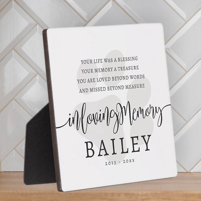 Pet Memorial Modern Elegant Simple Chic Paw Plaque (Creator Uploaded)