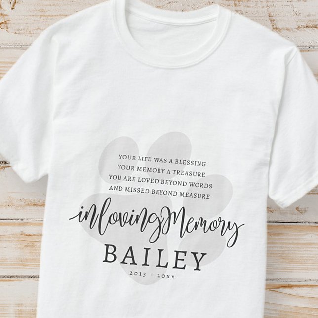 Pet Memorial Modern Elegant Simple Chic Paw T-Shirt (Creator Uploaded)