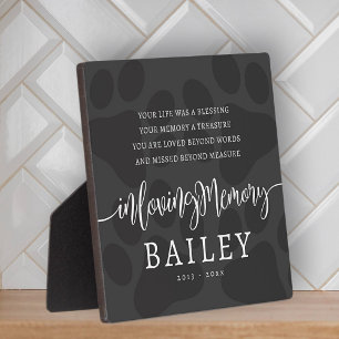 Pet Memorial Modern Elegant Simple Chic Paws Plaque