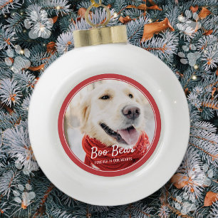 Pet Memorial Modern Frames Simple Photo Ceramic Ball Christmas Ornament