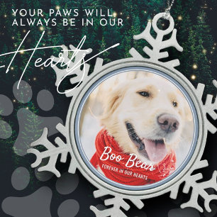 Pet Memorial Modern Frames Simple Photo Snowflake Pewter Christmas Ornament
