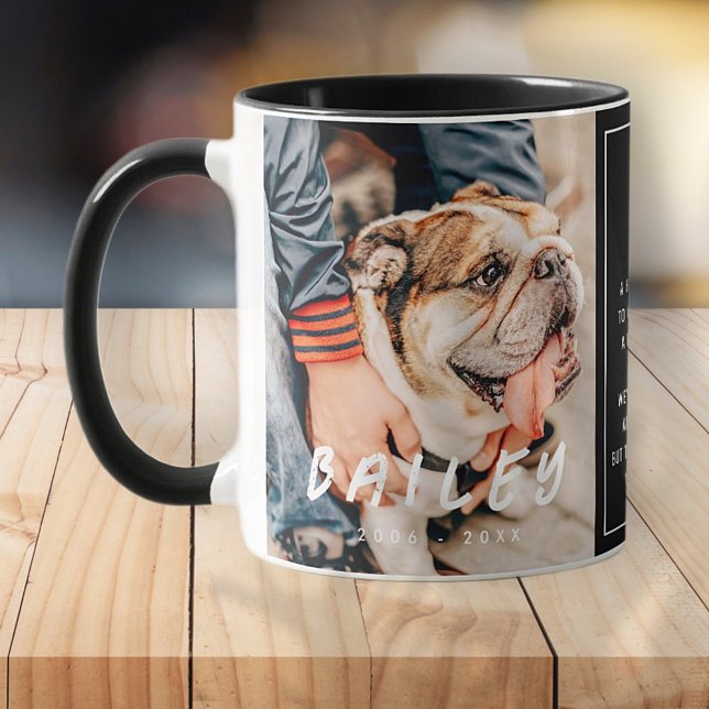 Pet Memorial Modern Grunge Remembrance Poem Photo Mug (Creator Uploaded)