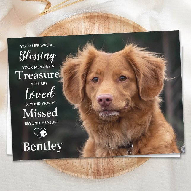 Pet Memorial Modern Personalise Dog Photo Sympathy Thank You Card (Creator Uploaded)