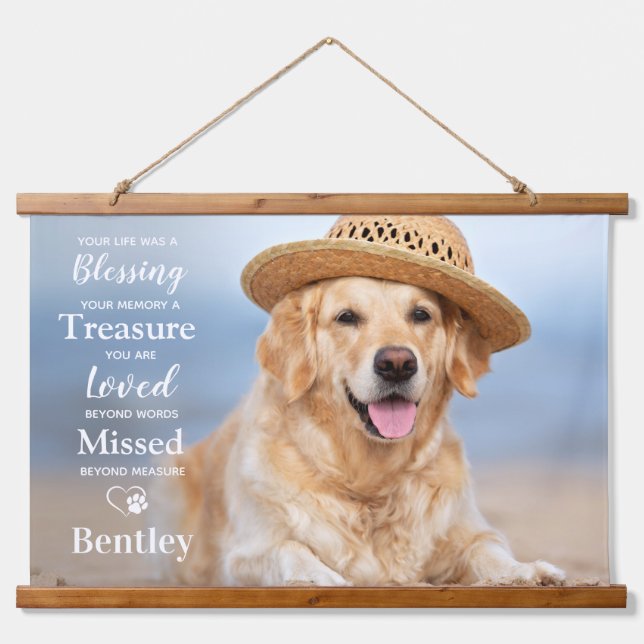 Pet Memorial Modern Personalised Dog Photo  Hanging Tapestry (Front)
