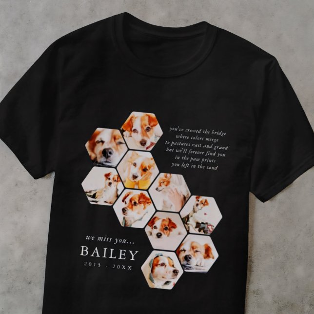 Pet Memorial Modern Simple 10 Photo Collage T-Shirt (Creator Uploaded)