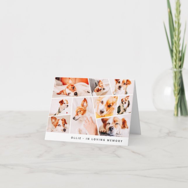 Pet Memorial Modern Simple Chic 9 Photos Collage Card (Front)