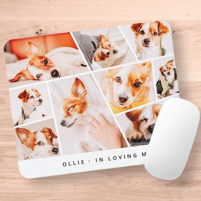 Pet Memorial Modern Simple Chic 9 Photos Collage Mouse Mat (Creator Uploaded)