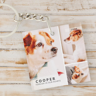 Pet Memorial Modern Simple Geometric Photo Collage Key Ring