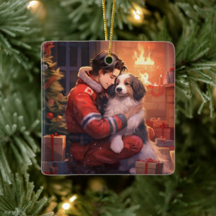 Pet Memorial Ornament,  Papillon Dog Mum Gift Ceramic Ornament