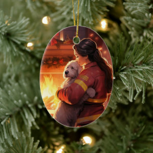 Pet Memorial Ornament,  Papillon Dog Mum Gift Ceramic Tree Decoration
