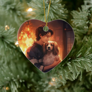Pet Memorial Ornament,  Papillon Dog Mum Gift Ceramic Tree Decoration