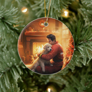 Pet Memorial Ornament, Papillon Dog Mum Gift Ceramic Tree Decoration