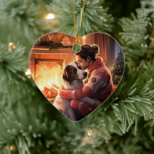 Pet Memorial Ornament, Papillon Dog Mum Gift Ceramic Tree Decoration