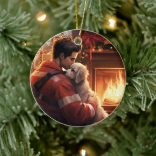 Pet Memorial Ornament,  Papillon Dog Mum Gift Ceramic Tree Decoration
