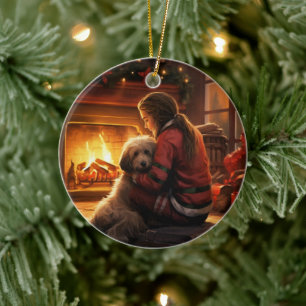 Pet Memorial Ornament,  Papillon Dog Mum Gift Ceramic Tree Decoration
