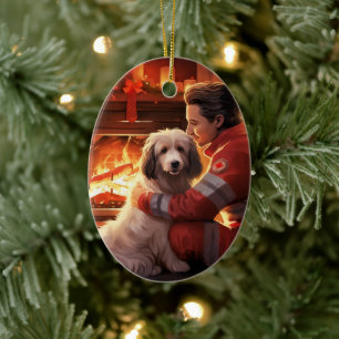 Pet Memorial Ornament,  Papillon Dog Mum Gift Ceramic Tree Decoration