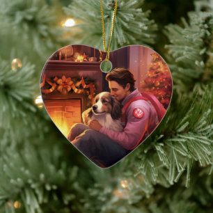 Pet Memorial Ornament,  Papillon Dog Mum Gift Ceramic Tree Decoration