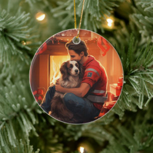 Pet Memorial Ornament,  Papillon Dog Mum Gift Ceramic Tree Decoration