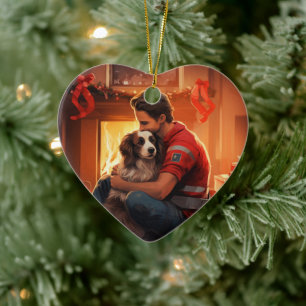 Pet Memorial Ornament, Papillon Dog Mum Gift Ceramic Tree Decoration