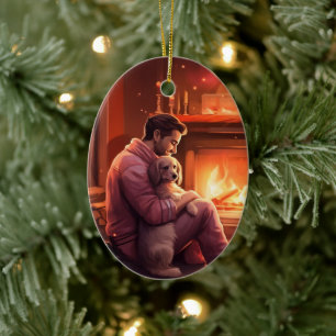Pet Memorial Ornament,  Papillon Dog Mum Gift Ceramic Tree Decoration
