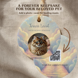 Pet Memorial Ornament with QR Code Grief Music