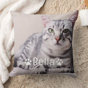 Pet Memorial Paw Print Photo Cat Cushion