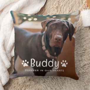 Pet Memorial Paw Print Photo Dog Cushion