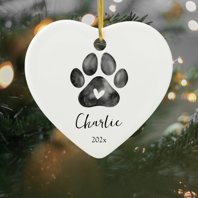 Pet Memorial Paw Print Photo Ornament (Pet Memorial Christmas Ornament)