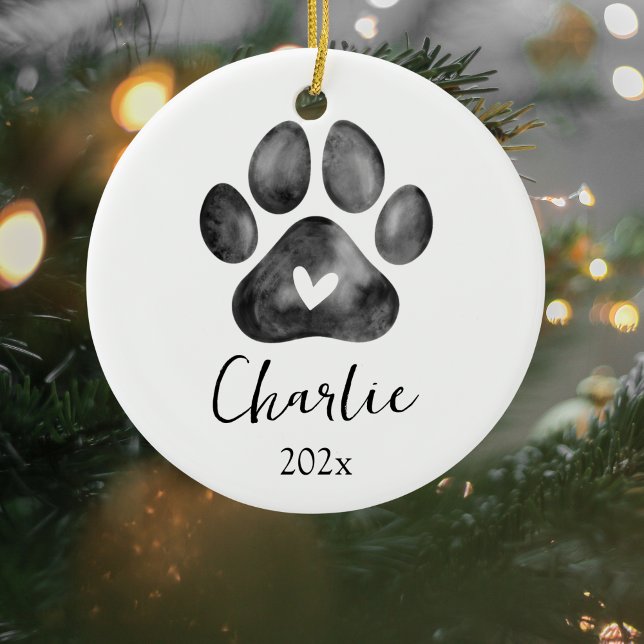 Pet Memorial Paw Print Photo Ornament (Pet Memorial Christmas Ornament)