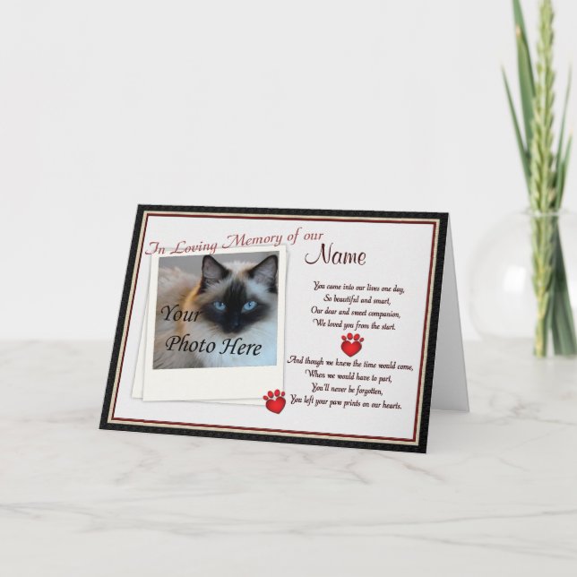 Pet Memorial Paw Prints  Announcement - Dog Cat (Front)