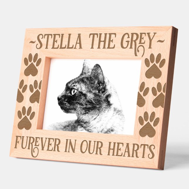 Pet Memorial Paw Prints Furever in Our Hearts Etched Frames (Pet Memorial Paw Prints Furever in Our Hearts 7x5 Etched Picture Frame Cover Photo 1)