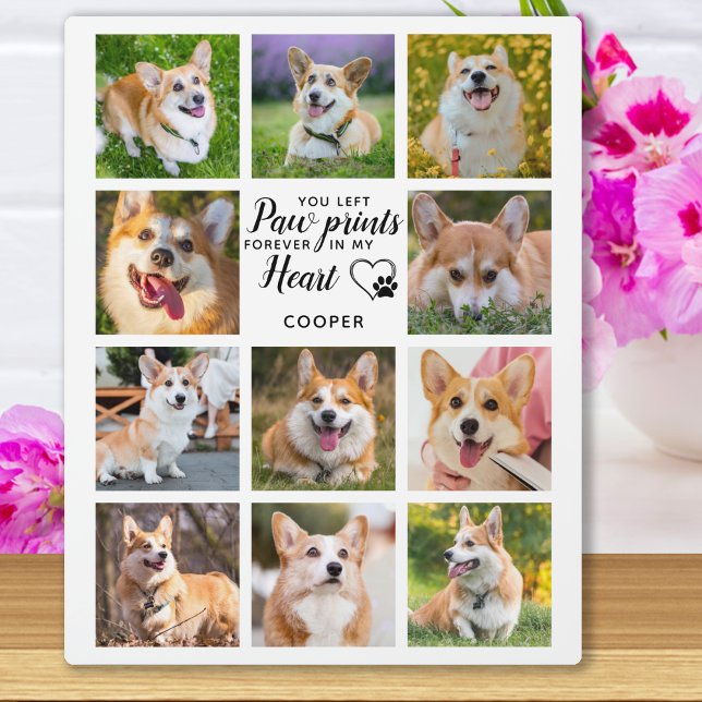 Pet Memorial Paw Prints Personalised Photo Collage Plaque (Creator Uploaded)