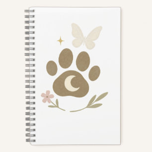 Pet Memorial Paw with Moon & Butterfly – Sympathy Notebook