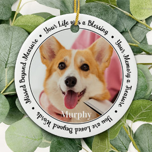 Pet Memorial Personalise 2 Photo Dog Remembrance  Ceramic Tree Decoration