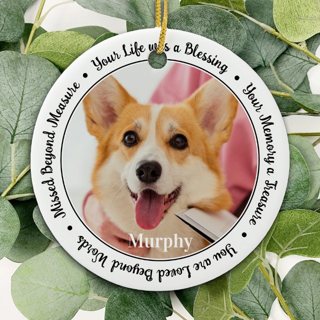 Pet Memorial Personalise 2 Photo Dog Remembrance  Ceramic Tree Decoration (Creator Uploaded)